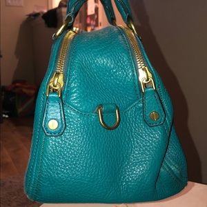 J Crew teal leather handbag